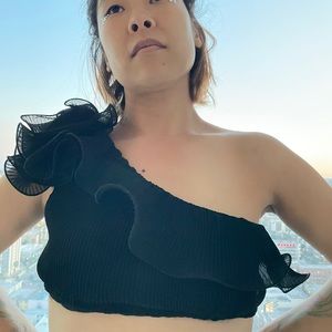 Unique one shoulder crop top